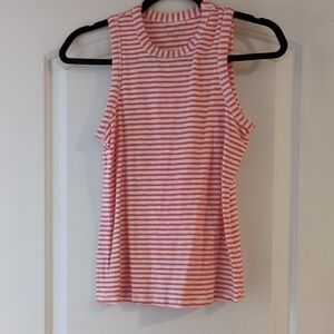 Striped Coral Sleeveless Top